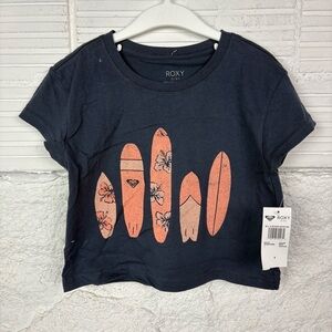 NWT Roxy Navy Blue & pink Surfboard Graphic Tee size 4